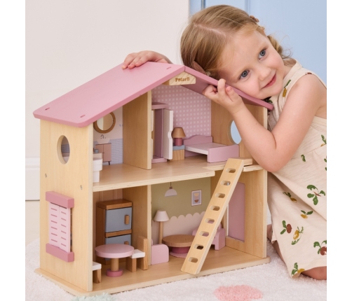 VIGA PolarB Duży Drewniany Domek dla Lalek 17 el.