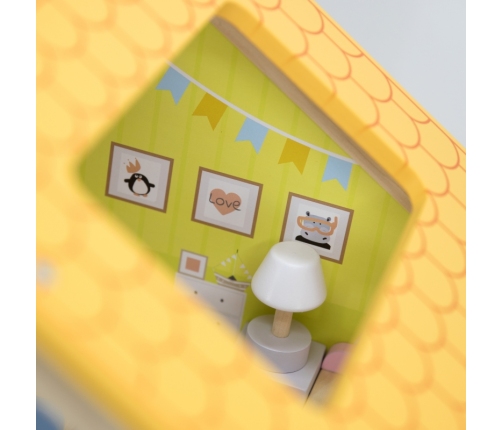 VIGA Zestaw Drewniany Domek dla Lalek z Laleczkami i Akcesoriami