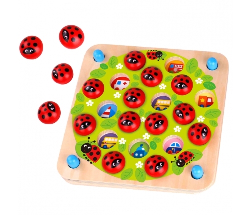 WOOPIE GREEN Memory Drewniana Gra Pamięciowa Edukacyjna Układanka Biedronka