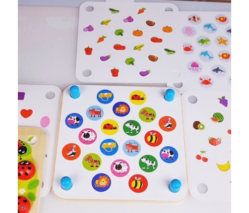 WOOPIE GREEN Memory Drewniana Gra Pamięciowa Edukacyjna Układanka Biedronka