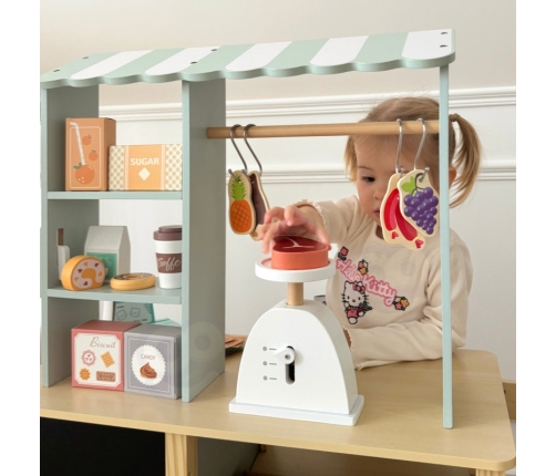 WOOPIE GREEN Sklepik Duży Wielofunkcyjny Drewniany Stragan Food Truck 73 el