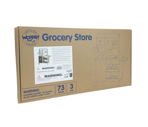 WOOPIE GREEN Sklepik Duży Wielofunkcyjny Drewniany Stragan Food Truck 73 el