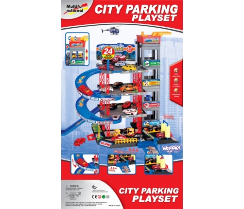 WOOPIE Wielopoziomowy Parking Garaż Myjnia Auta Helikopter + Akc.