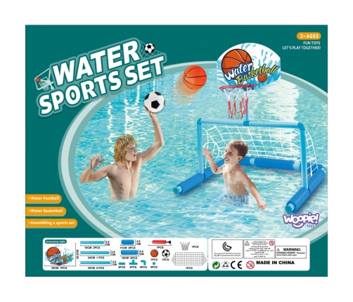 WOOPIE Zestaw Wodny Koszykówka 2w1 Bramka do Piłki Nożnej + Piłki + Pompka