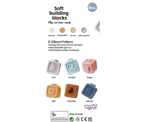 WOOPIE BABY Zestaw Edukacyjna Piramdka Klocki Sensoryczne 2w1 Gryzak Cyferki