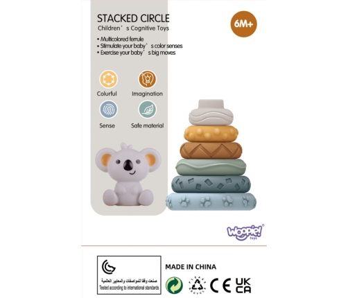 WOOPIE Zestaw Edukacyjna Piramdka Koala 2w1 Gryzak