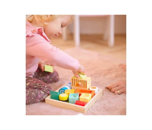 CLASSIC WORLD Drewniane Klocki Sensoryczne 7 Funkcji Układanka Multifunkcyjna Kształty Dźwięk MONTESSORI 14 el.