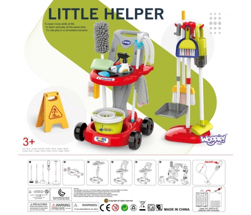 WOOPIE Zestaw do Sprzątania XXL Wózek 3w1 29 el. Czerwony