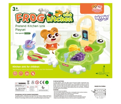 WOOPIE Frog Izlietne ar ūdens padeves funkciju, ar akumulatoru darbināma 14 gab.