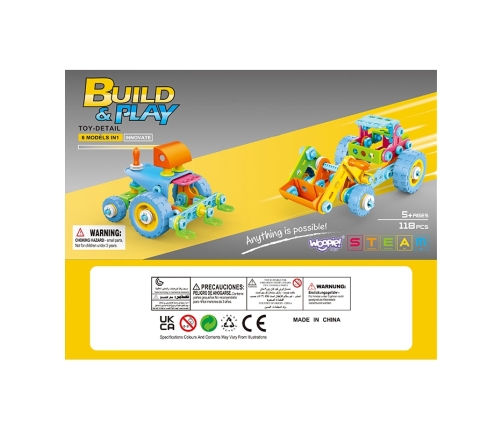 WOOPIE Zestaw Pojazdów Klocki Konstrukcyjny 6w1 STEM