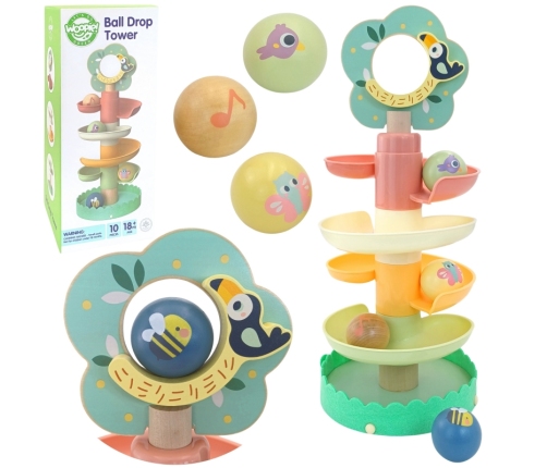 WOOPIE GREEN Drewniany Kulodrom Tor Kulkowy 6EL Sensoryczne Edukacyjny