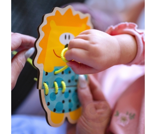 WOOPIE GREEN Drewniana Sznurowanka 5w1 Zwierzątka do Nawlekania