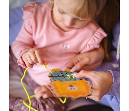 WOOPIE GREEN Drewniana Sznurowanka 5w1 Zwierzątka do Nawlekania