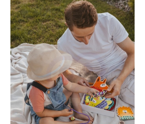 WOOPIE GREEN Drewniana Sznurowanka 5w1 Zwierzątka do Nawlekania