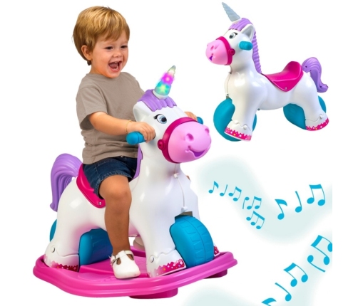 FEBER Interaktywny Bujany Jednorożec 2w1 – Jeździk Biegowy