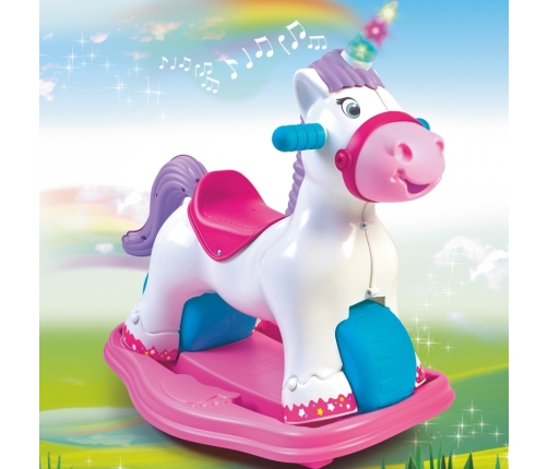 FEBER Interaktywny Bujany Jednorożec 2w1 – Jeździk Biegowy