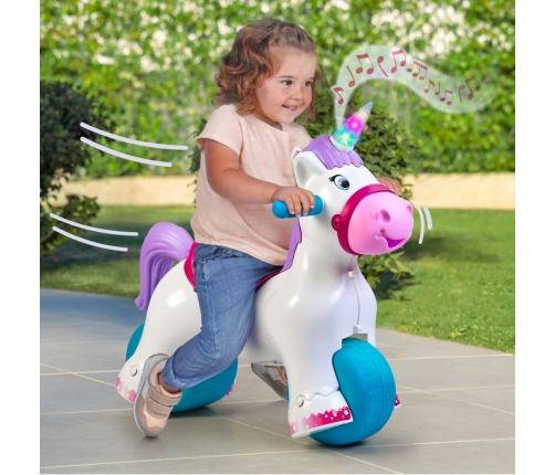 FEBER Interaktywny Bujany Jednorożec 2w1 – Jeździk Biegowy