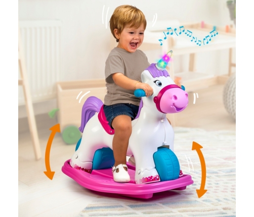 FEBER Interaktywny Bujany Jednorożec 2w1 – Jeździk Biegowy