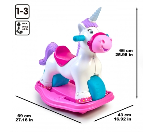 FEBER Interaktywny Bujany Jednorożec 2w1 – Jeździk Biegowy