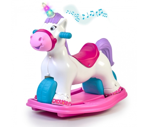 FEBER Interaktywny Bujany Jednorożec 2w1 – Jeździk Biegowy