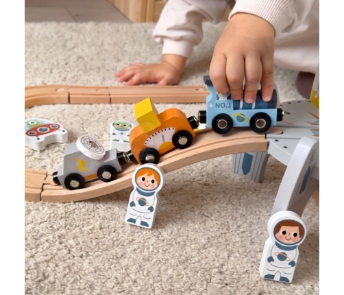 TOOKY TOY Drewniana Kolejka Kosmiczna Zestaw Tory