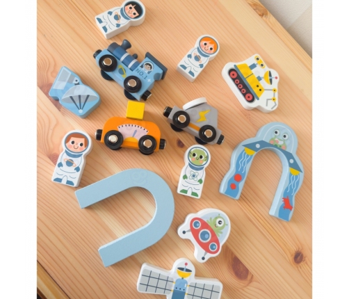 TOOKY TOY Drewniana Kolejka Kosmiczna Zestaw Tory