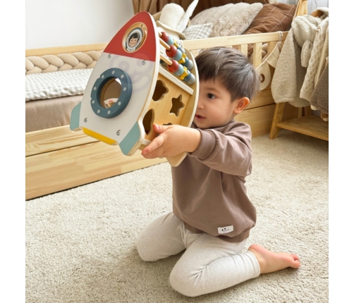 TOOKY TOY Kosmiczna Rakieta Aktywności Sorter Labirynt Drewniany