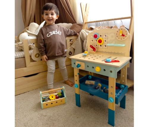 TOOKY TOY Drewniany Stół Do Majsterkowania Warsztat