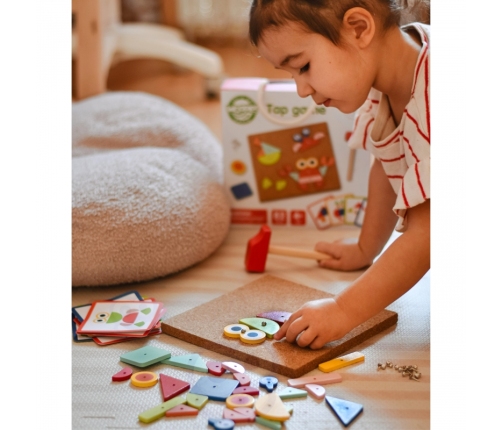 WOOPIE GREEN Drewniana Przybijanka z Młotkiem Układanka 20 wzorów 82 el. Certyfikat FSC