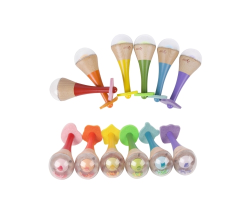 CLASSIC WORLD Grzechotka 2w1 Drewniany Instrument Tęczowy Marakas 1 szt.