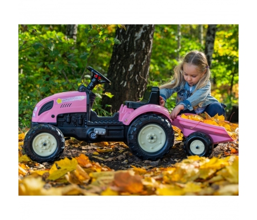 Traktors ar pedāļiem ar piekabi FALK Country Star Pink