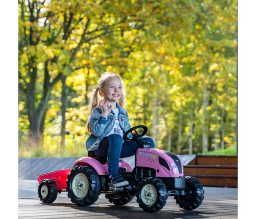 Traktors ar pedāļiem ar piekabi FALK Country Star Pink