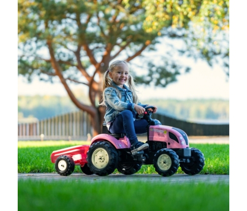 Traktors ar pedāļiem ar piekabi FALK Country Star Pink