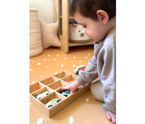 TOOKY TOY Zestaw Drewnianych Pojazdów i Znaków Drogowych w Pudełku