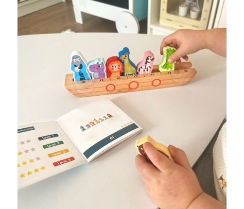 Tooky Toy Drewniana Arka Noego + Książeczka z Zagadkami