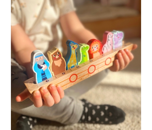 Tooky Toy Drewniana Arka Noego + Książeczka z Zagadkami