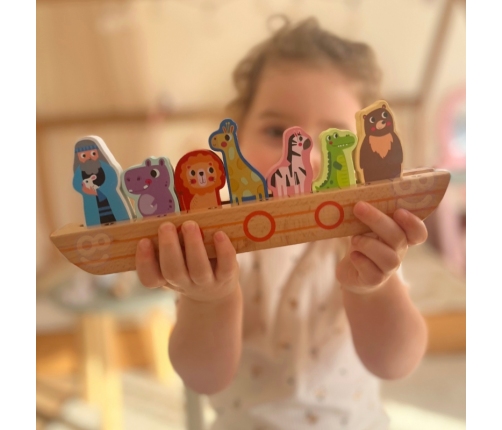 Tooky Toy Drewniana Arka Noego + Książeczka z Zagadkami