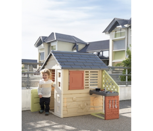 Smoby Domek Nature z kuchnią + 17 akcesoriów