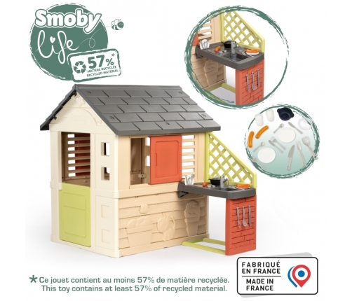 Smoby Domek Nature z kuchnią + 17 akcesoriów