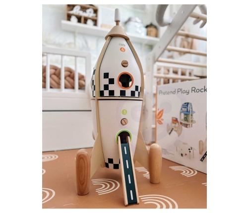 CLASSIC WORLD Drewniana Rakieta Domek dla Dzieci + Figurki Akc.