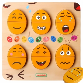 MASTERKIDZ Tablica do Nauki Emocji Drewniane Jajka jaki Humor? Montessori