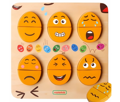 MASTERKIDZ Tablica do Nauki Emocji Drewniane Jajka jaki Humor? Montessori