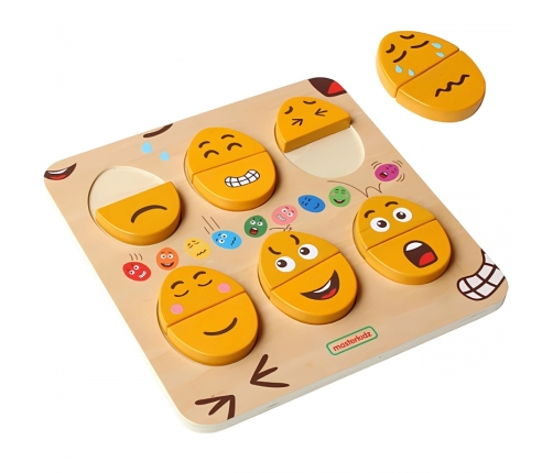 MASTERKIDZ Tablica do Nauki Emocji Drewniane Jajka jaki Humor? Montessori