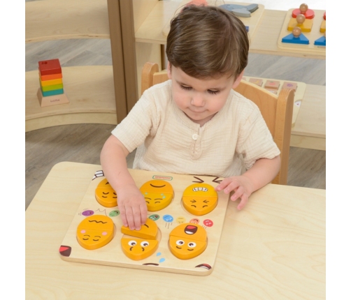 MASTERKIDZ Tablica do Nauki Emocji Drewniane Jajka jaki Humor? Montessori