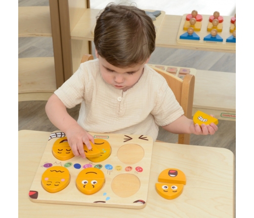 MASTERKIDZ Tablica do Nauki Emocji Drewniane Jajka jaki Humor? Montessori