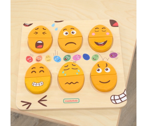 MASTERKIDZ Tablica do Nauki Emocji Drewniane Jajka jaki Humor? Montessori