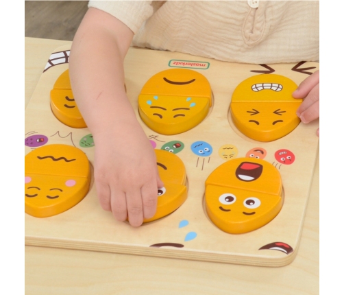 MASTERKIDZ Tablica do Nauki Emocji Drewniane Jajka jaki Humor? Montessori
