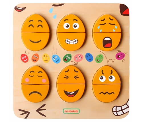 MASTERKIDZ Tablica do Nauki Emocji Drewniane Jajka jaki Humor? Montessori