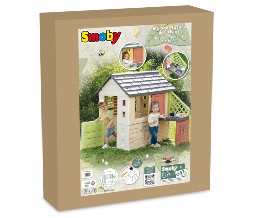 Smoby Domek Nature z kuchnią + 17 akcesoriów