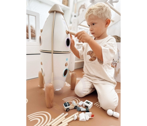 CLASSIC WORLD Drewniana Rakieta Domek dla Dzieci + Figurki Akc.